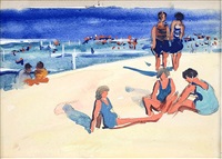 Beach Scene with Umbrellas