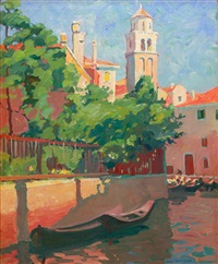 Gondolas, Venetian Canal, ca. 1920